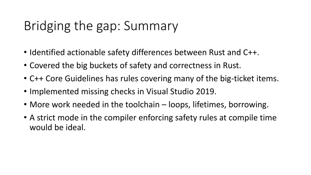 bridging the gap summary