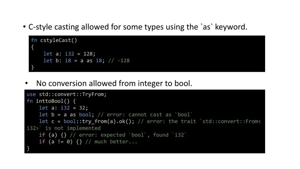 c style casting allowed for some types using