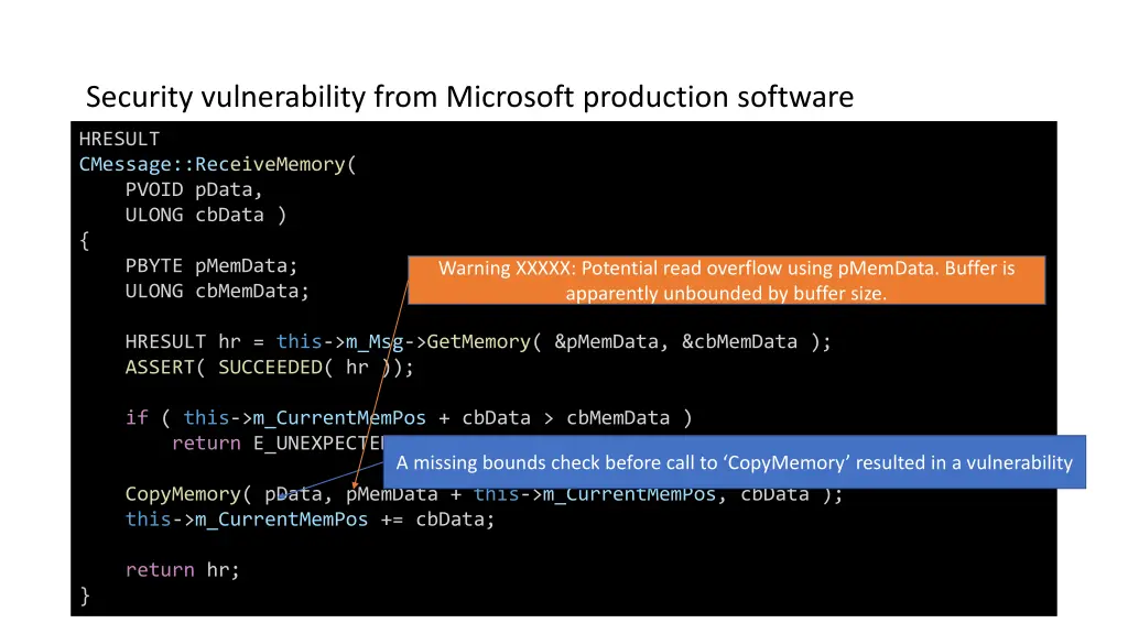 security vulnerability from microsoft production