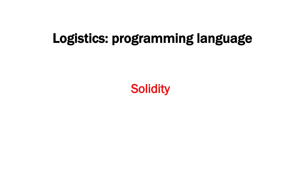 logistics programming language logistics 1