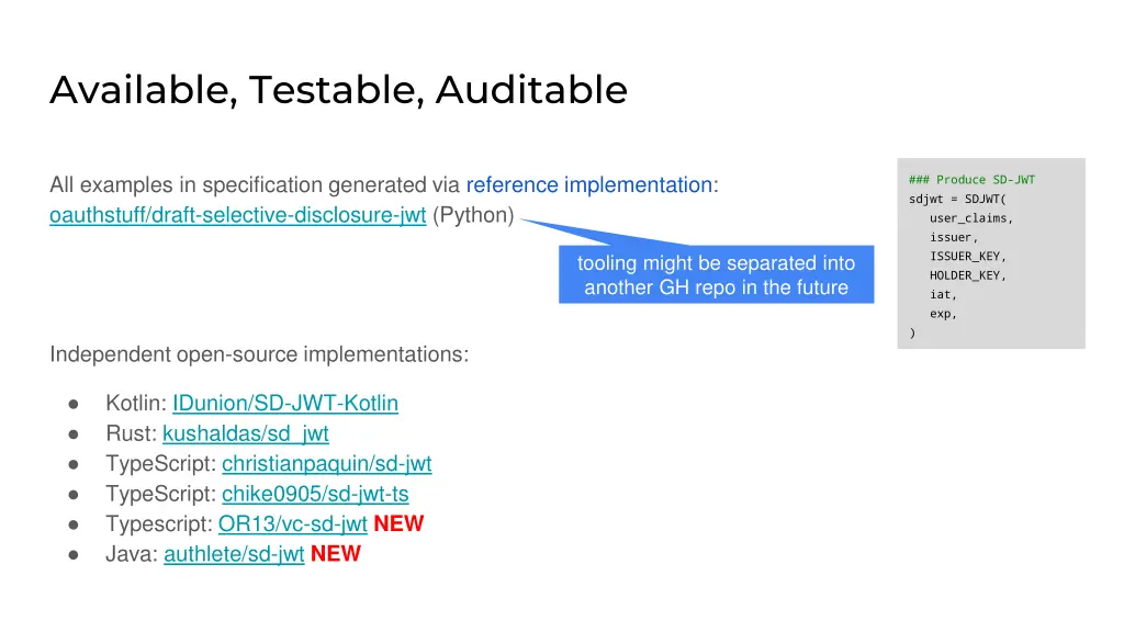 available testable auditable