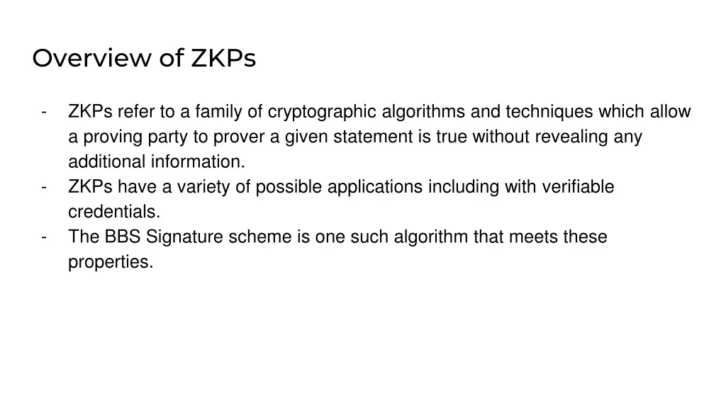 overview of zkps
