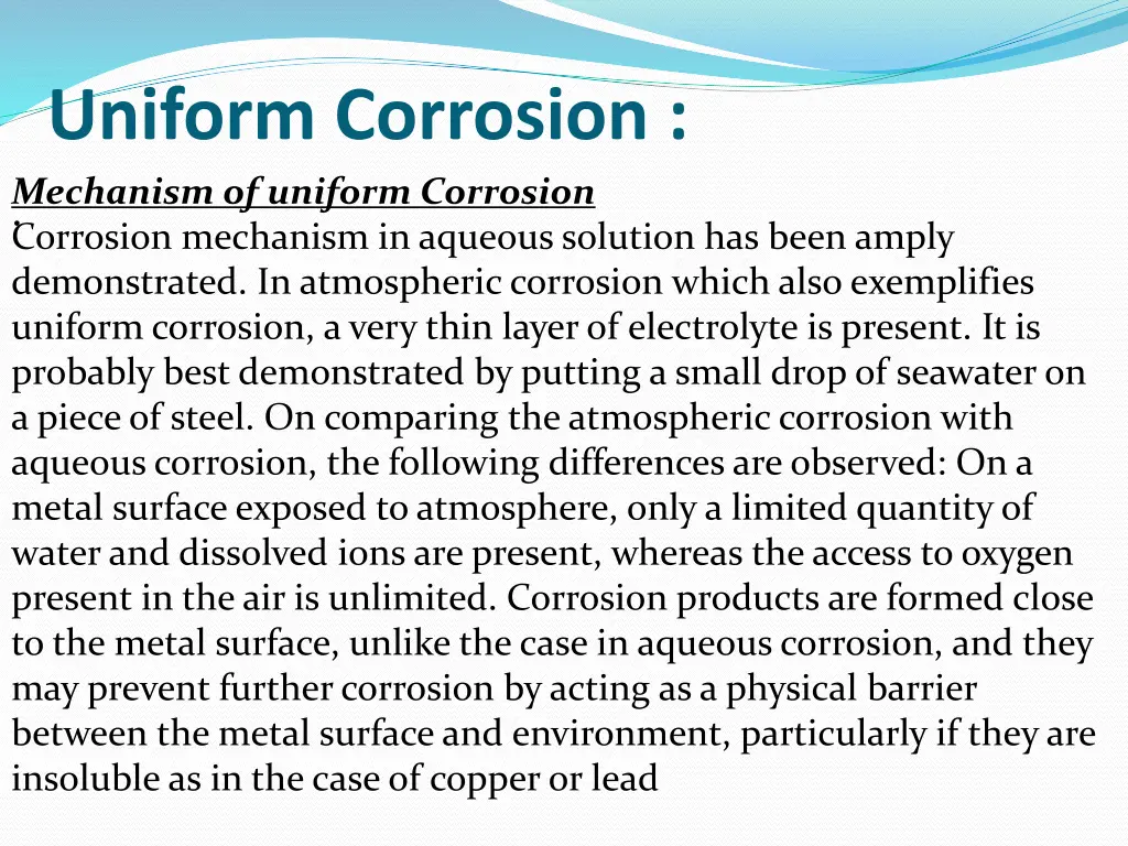 uniform corrosion mechanism of uniform corrosion
