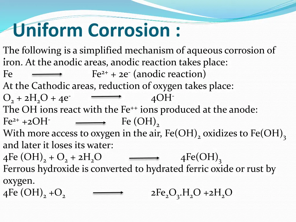 uniform corrosion the following is a simplified