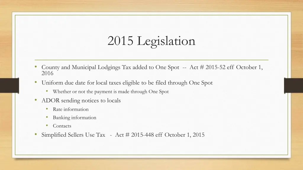 2015 legislation