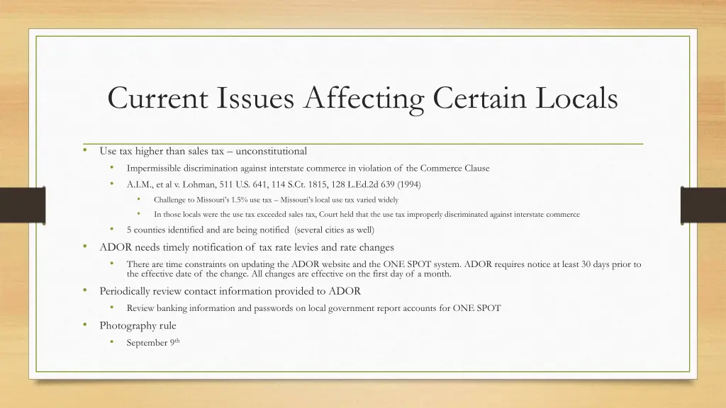 current issues affecting certain locals