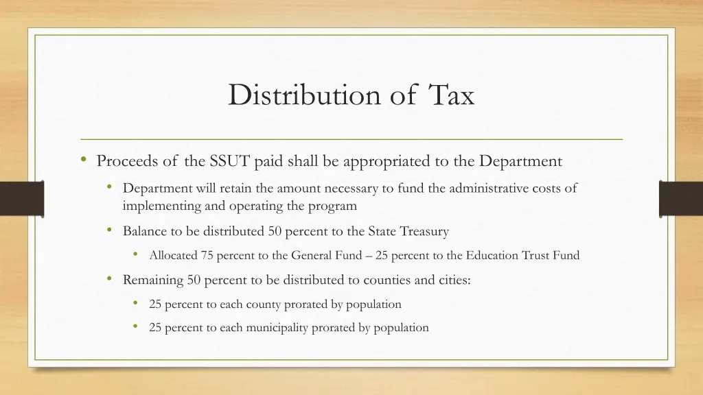 distribution of tax