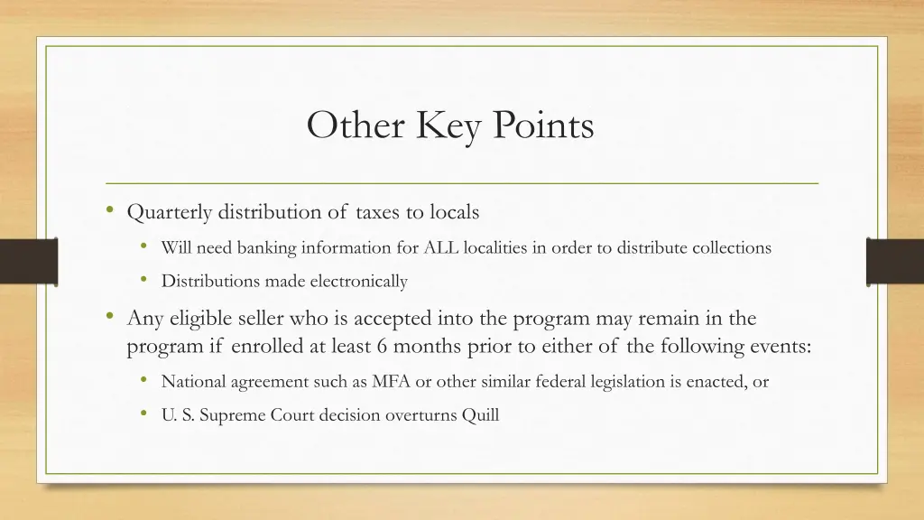 other key points