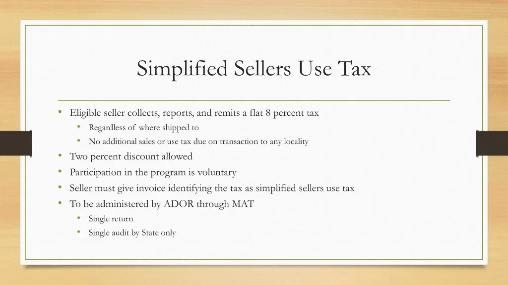simplified sellers use tax