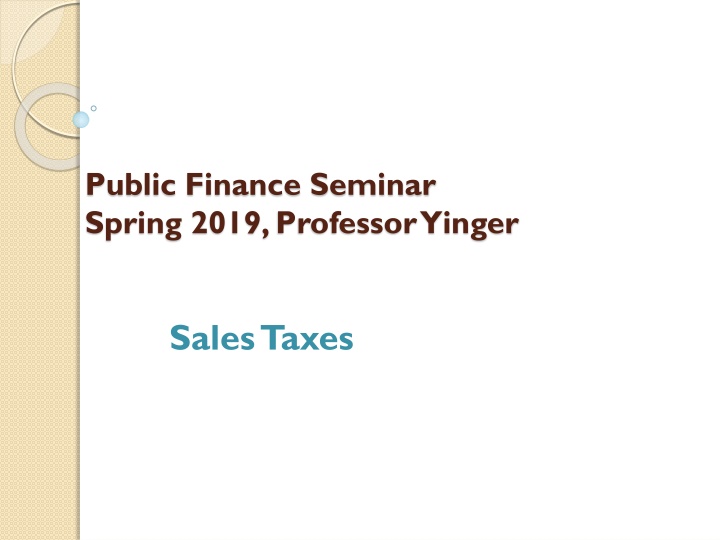 public finance seminar spring 2019 professor