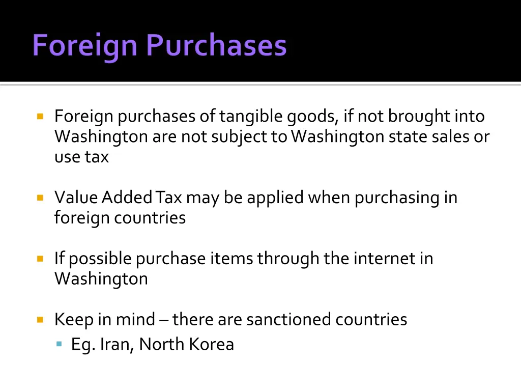 foreign purchases of tangible goods