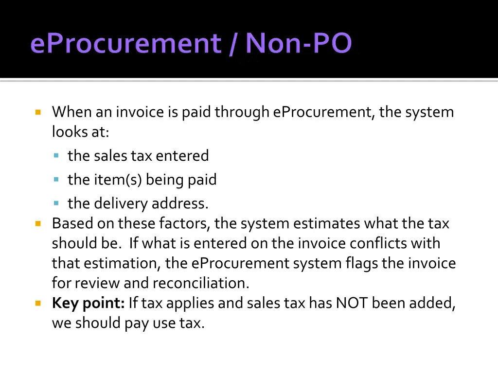 when an invoice is paid through eprocurement