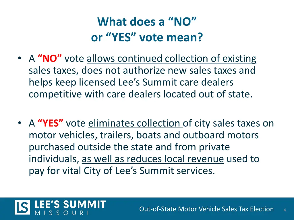 what does a no or yes vote mean