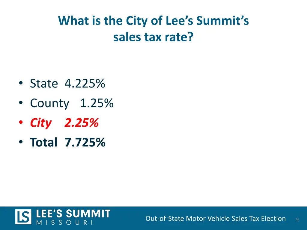 what is the city of lee s summit s sales tax rate