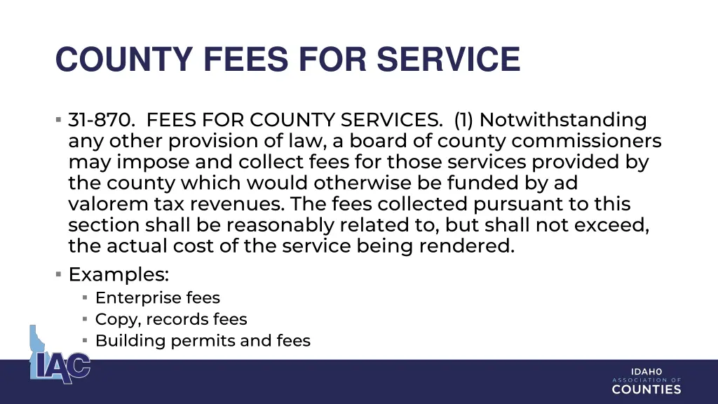 county fees for service