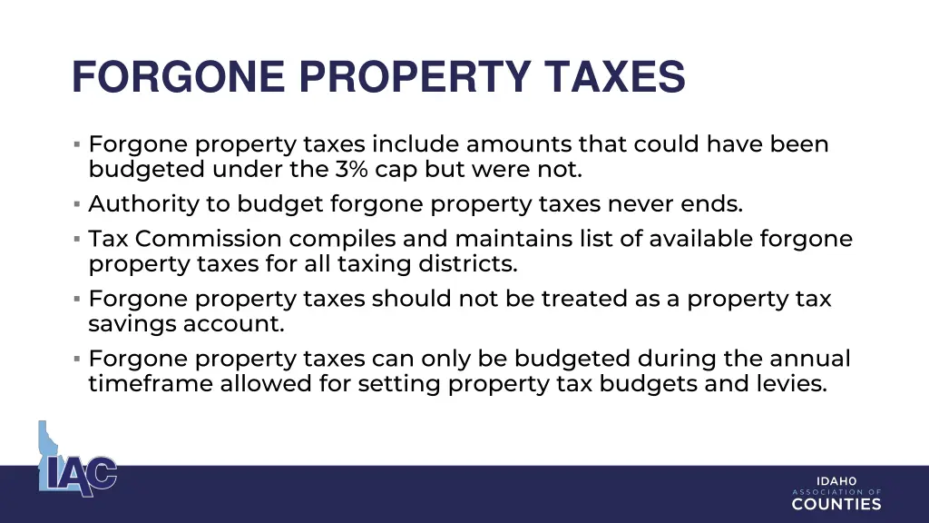 forgone property taxes