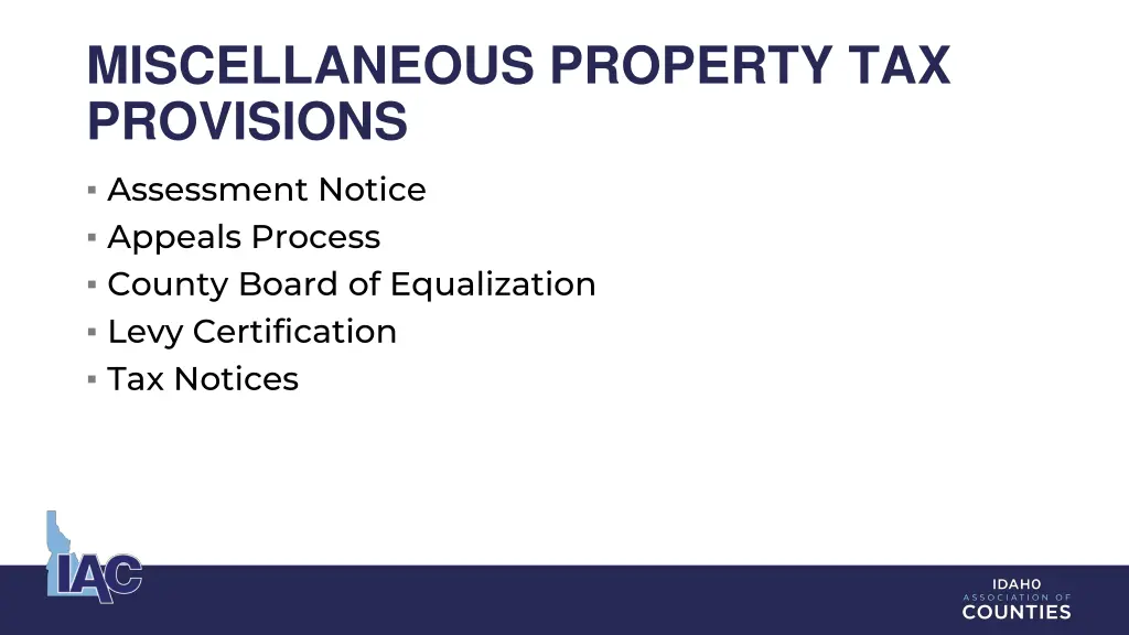 miscellaneous property tax provisions