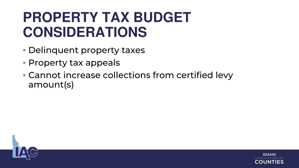 property tax budget considerations