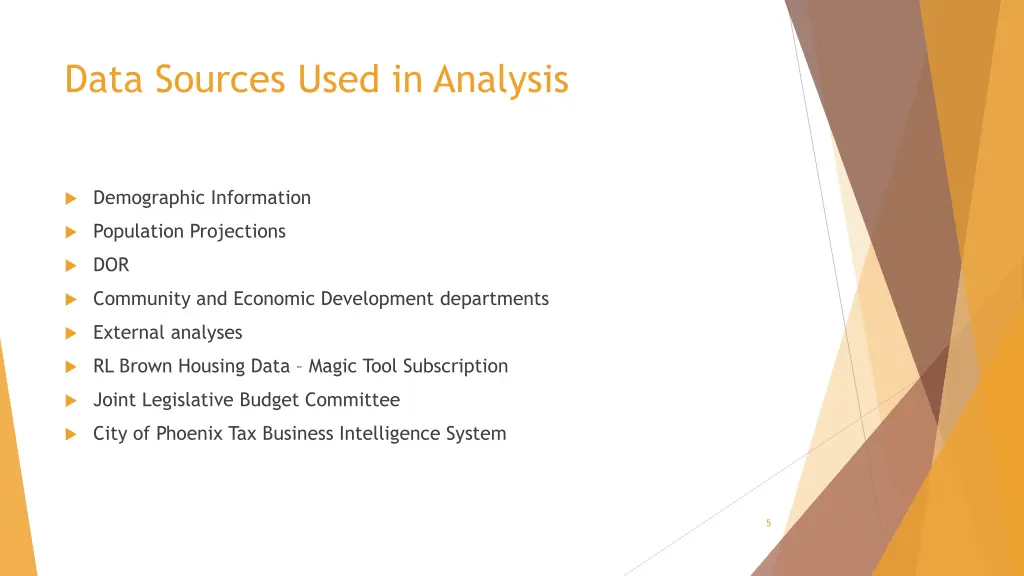 data sources used in analysis