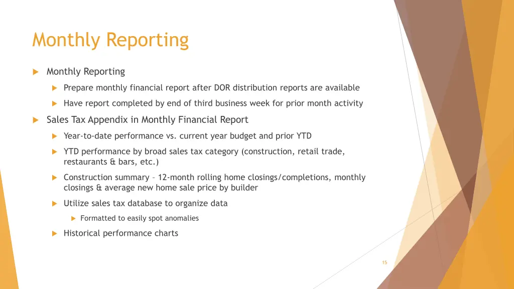 monthly reporting