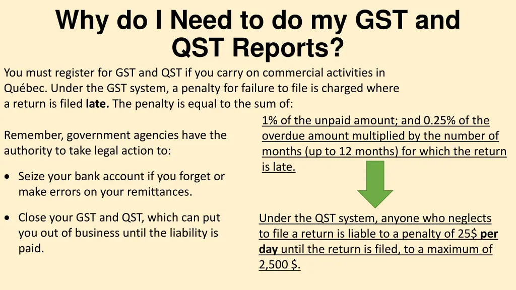 why do i need to do my gst and qst reports