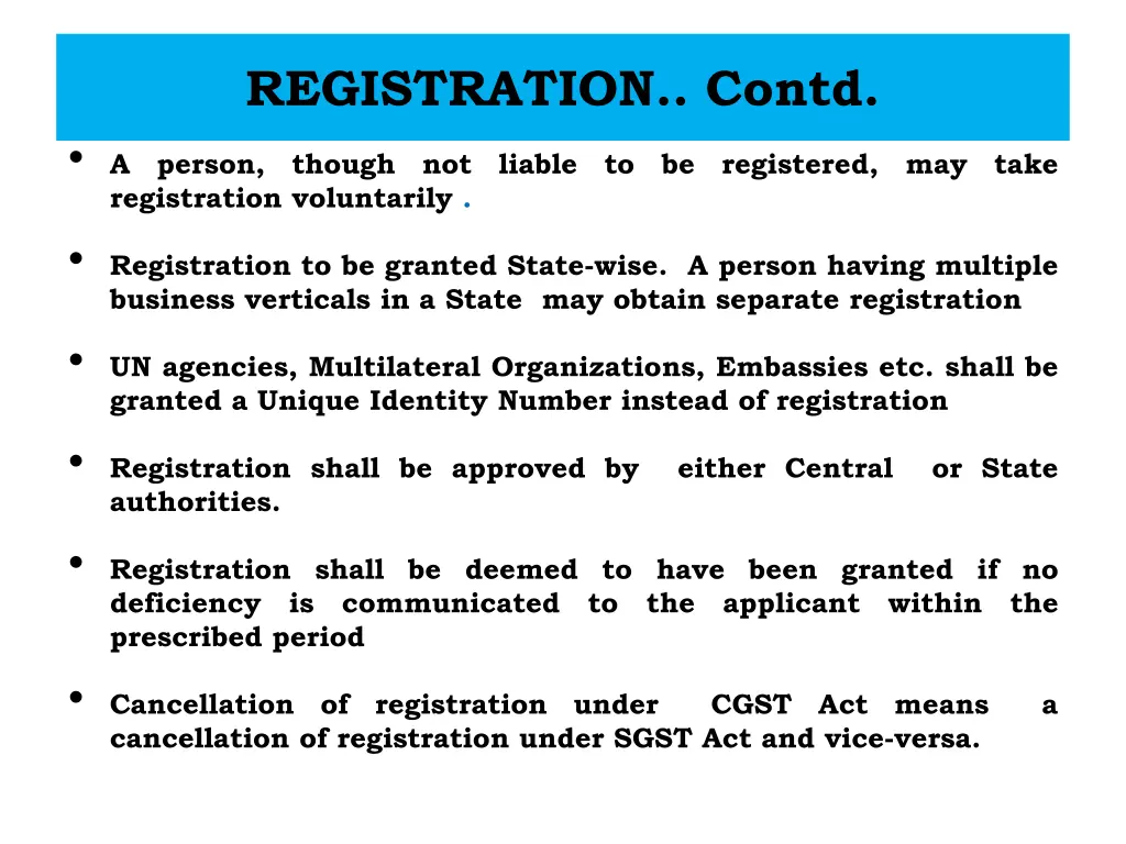 registration contd
