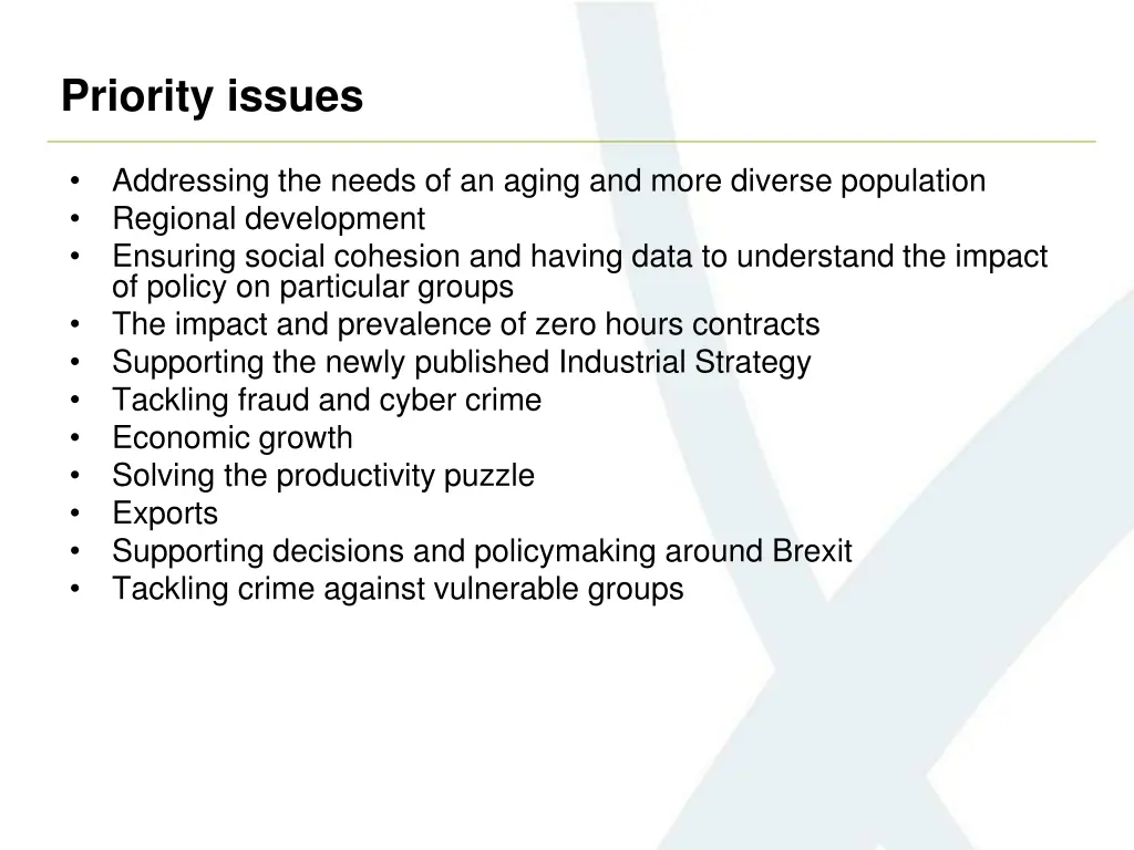 priority issues