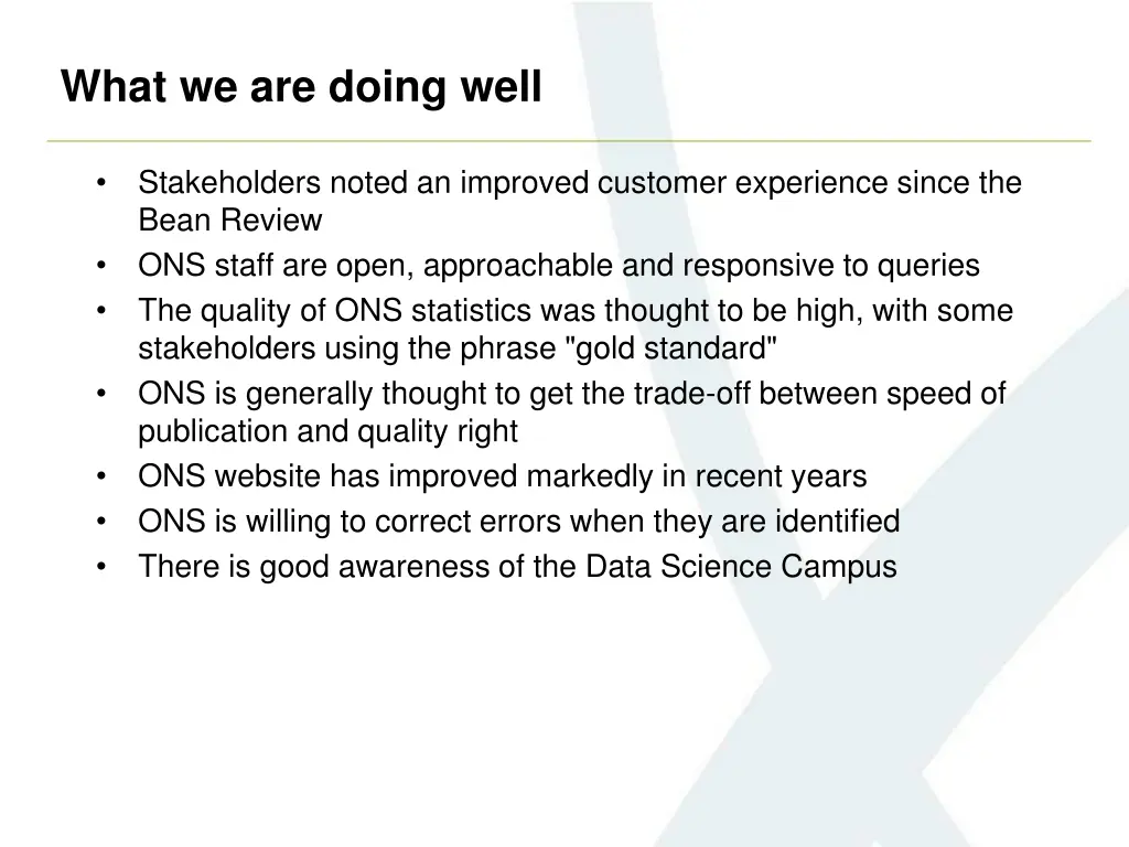 what we are doing well 1