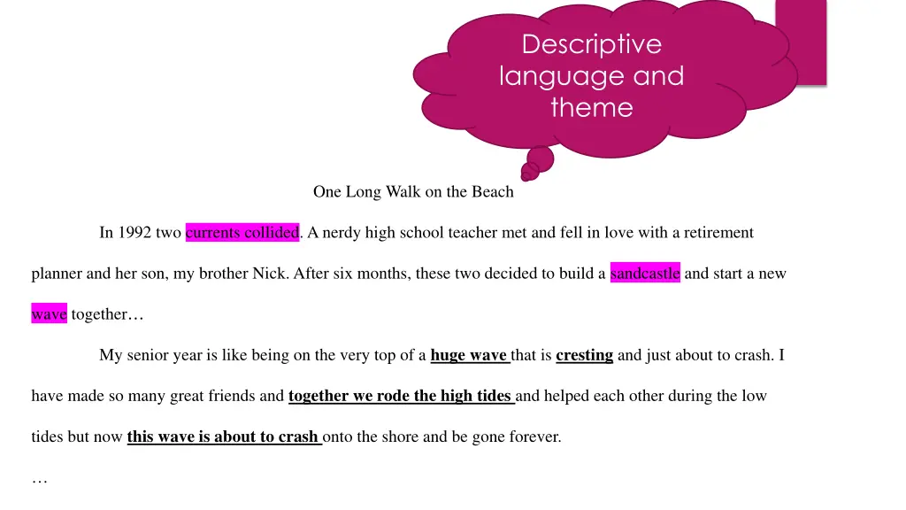 descriptive language and theme