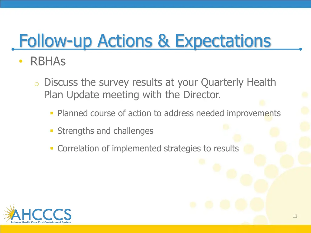 follow up actions expectations rbhas