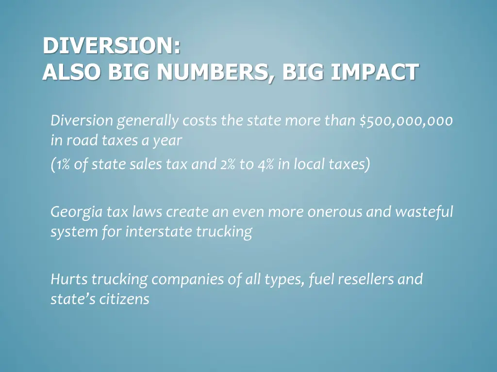 diversion also big numbers big impact
