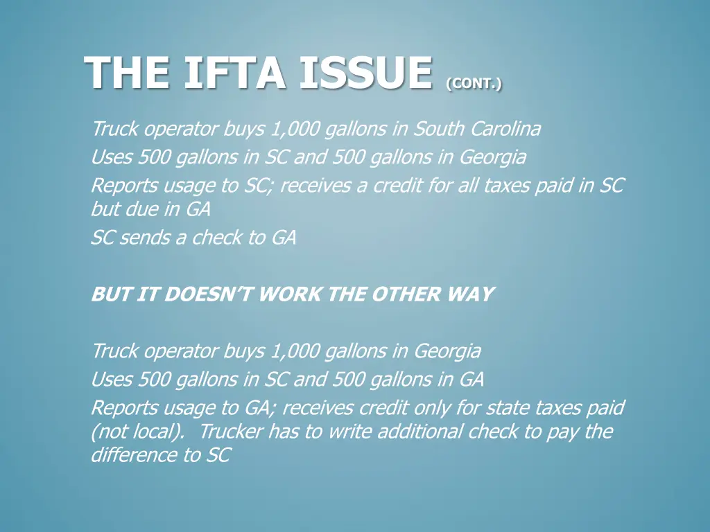 the ifta issue cont