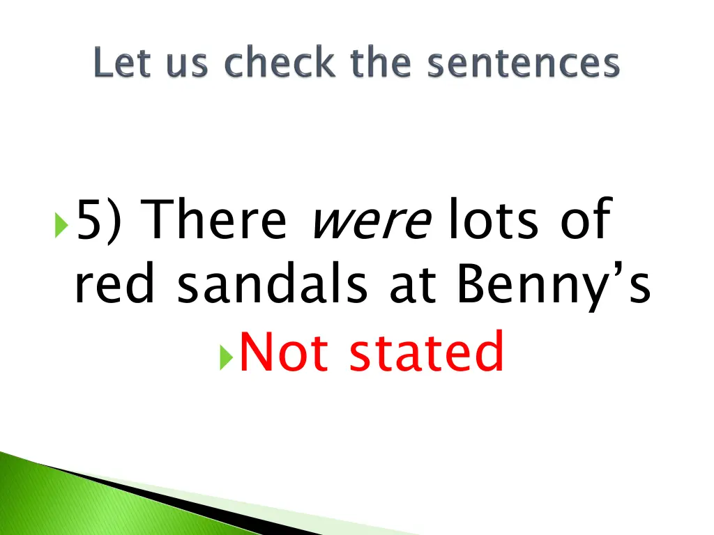 5 there were lots of red sandals at benny