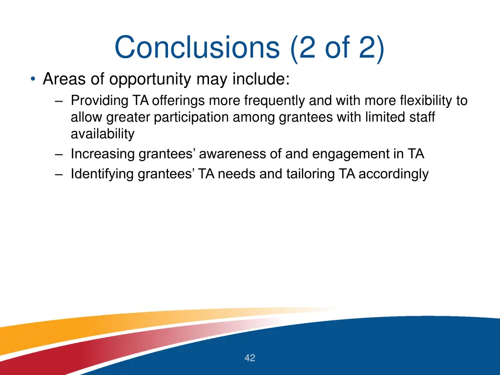 conclusions 2 of 2 areas of opportunity