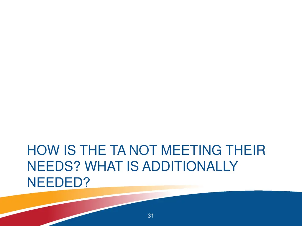 how is the ta not meeting their needs what