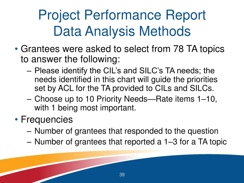 project performance report data analysis methods