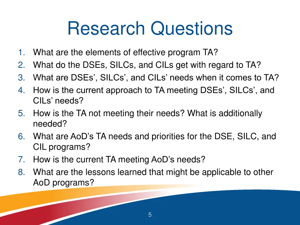 research questions