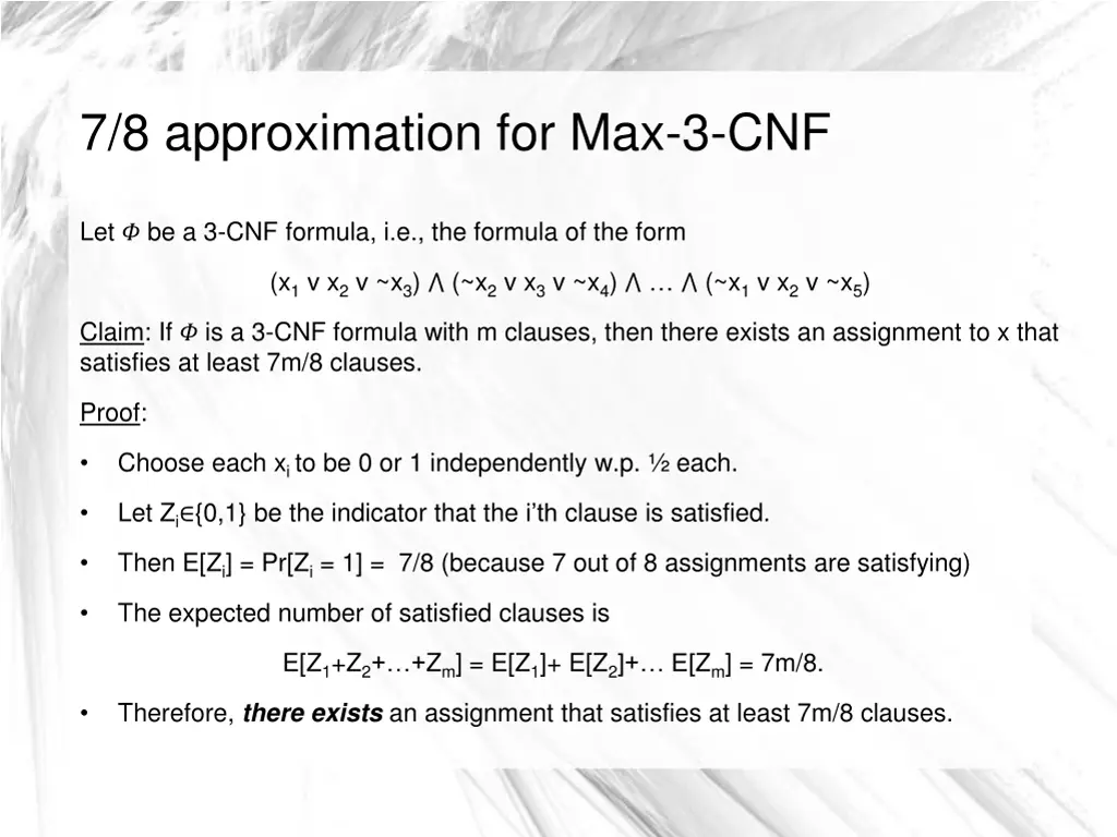 7 8 approximation for max 3 cnf
