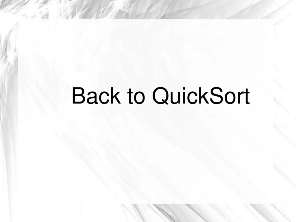 back to quicksort