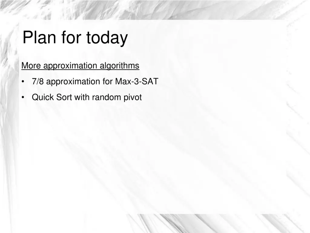 plan for today