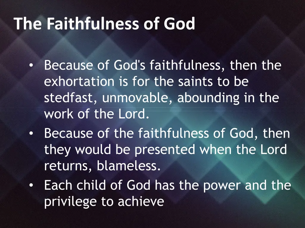 the faithfulness of god