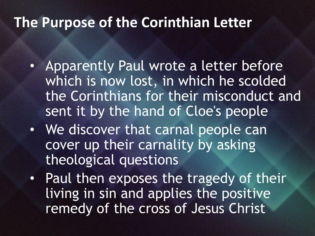 the purpose of the corinthian letter