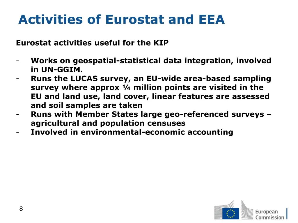 activities of eurostat and eea