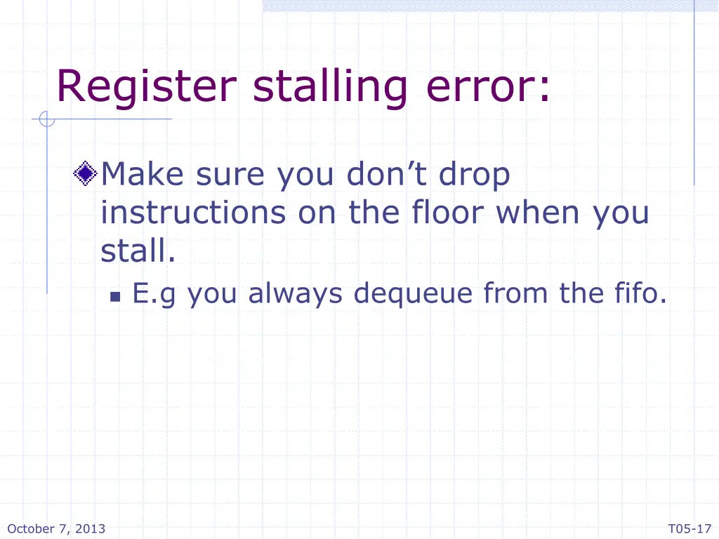 register stalling error