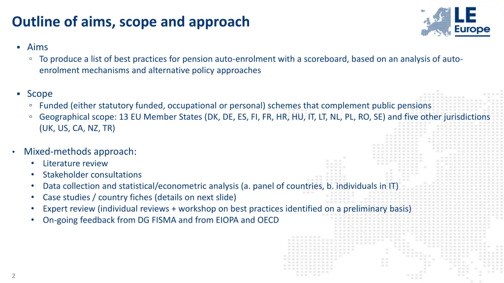 outline of aims scope and approach