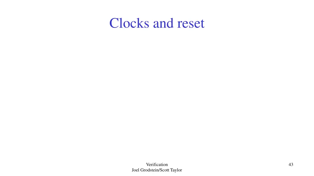 clocks and reset