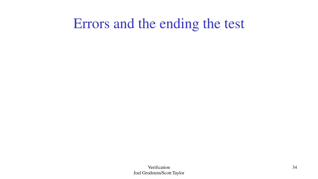 errors and the ending the test