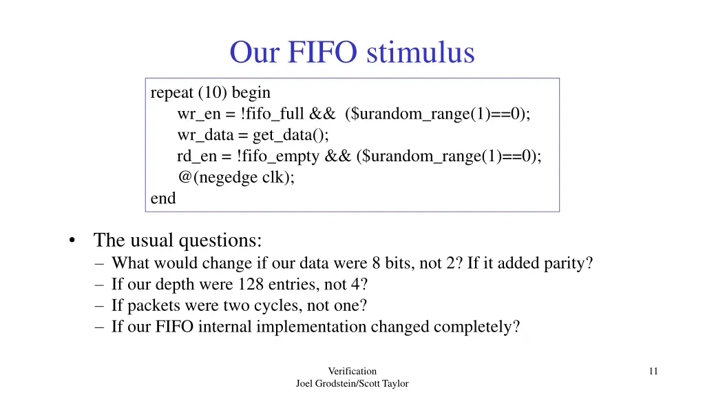 our fifo stimulus