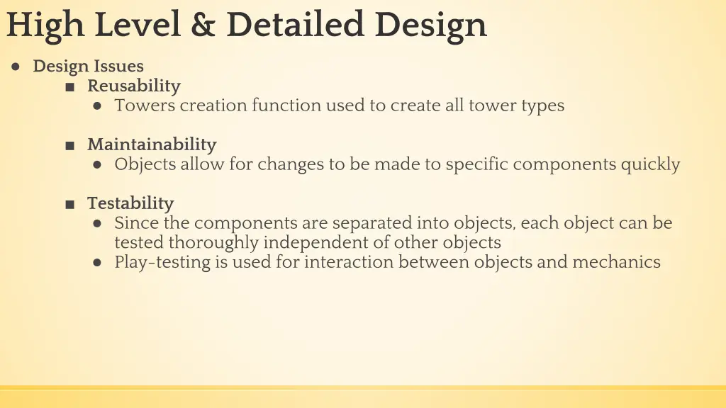 high level detailed design