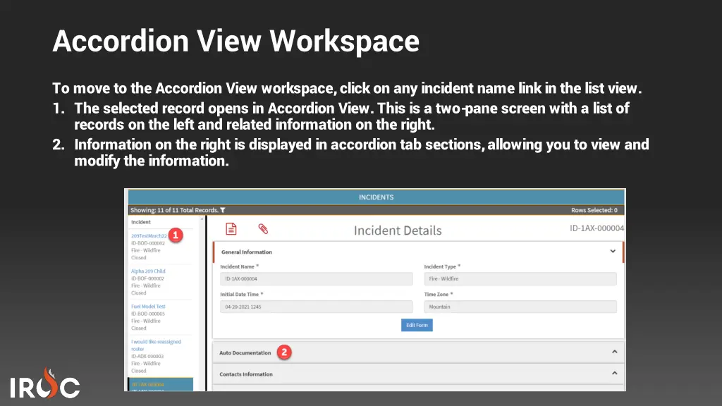 accordion view workspace